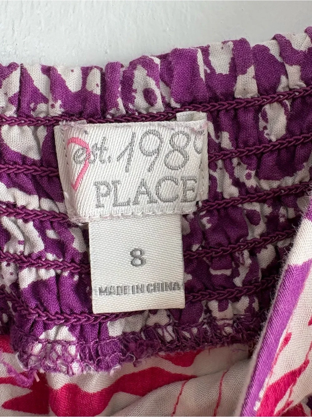 The Children's Place Purple Pink White Geometric Boho Sundress Girls 8 Cotton